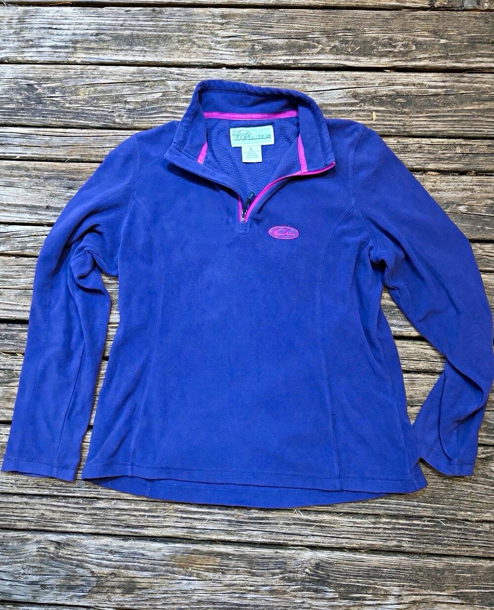 Lady Drake Waterfowl Systems Women’s L Purple Pink Fleece 1/4 Zip Logo